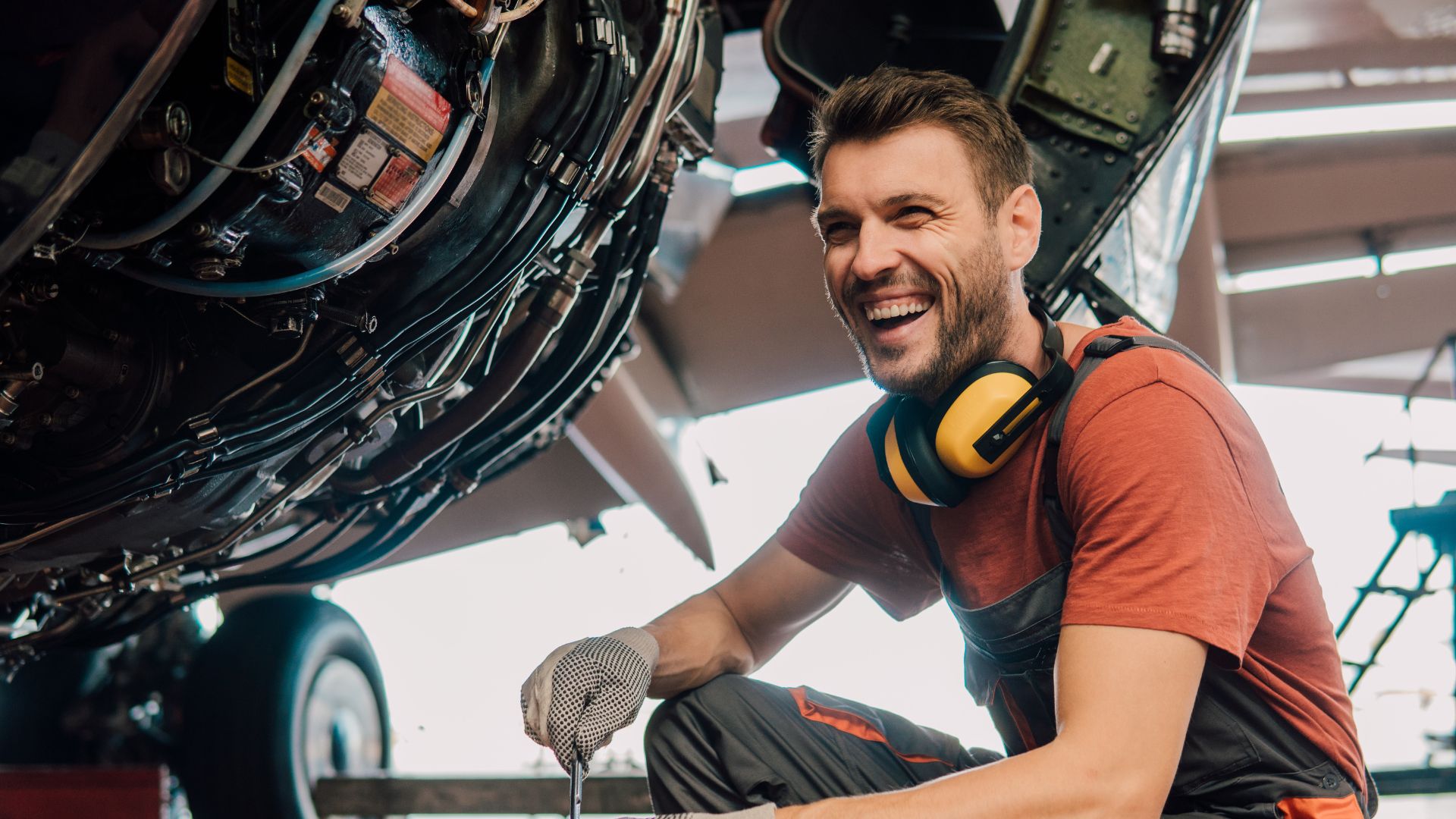Smiling aircraft mechanic Smiling aircraft mechanic